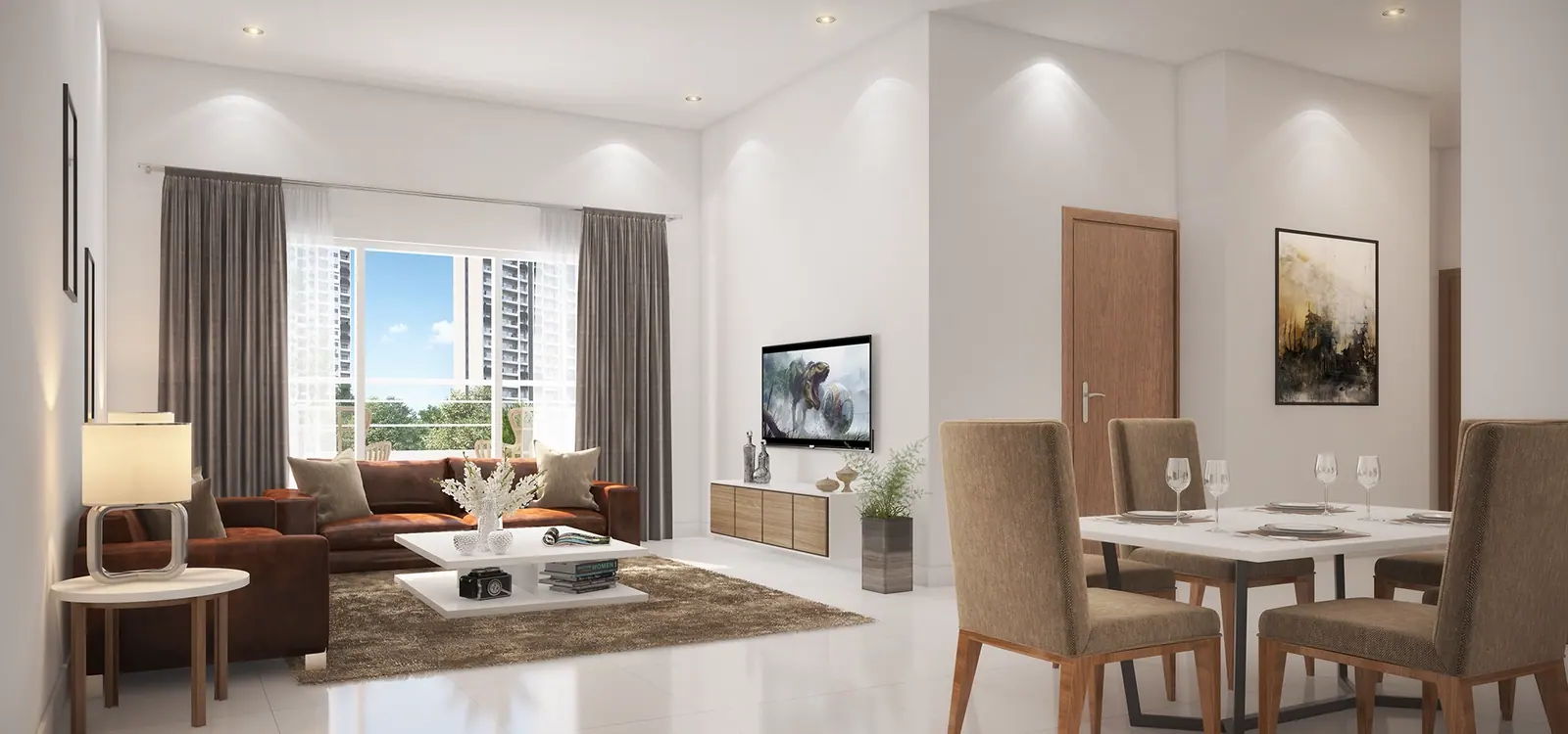Artistic impression of a Godrej Air living room, Sector 85, Gurgaon