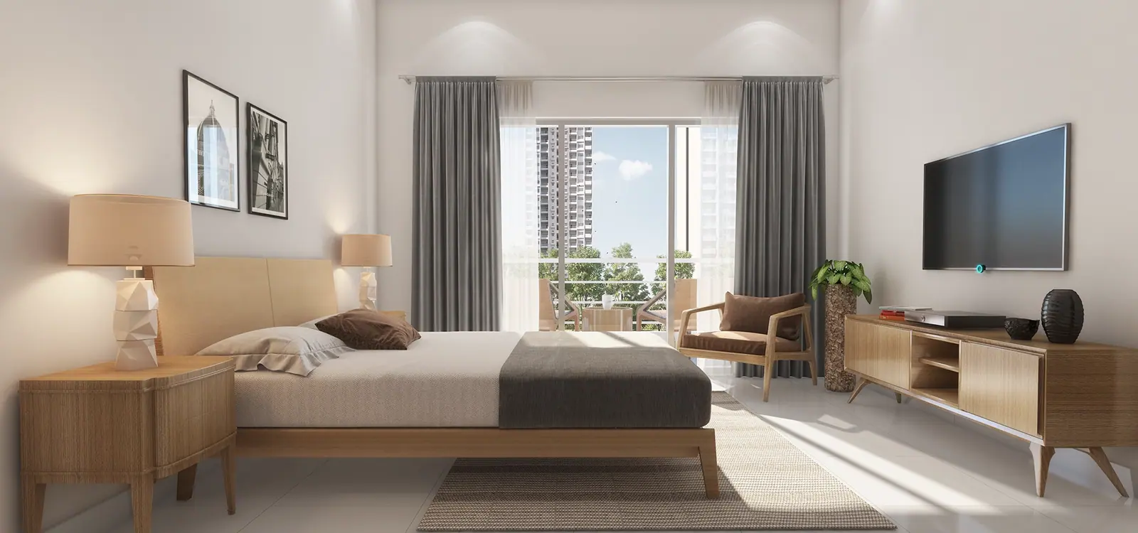 Artistic impression of a Godrej Air bedroom, Sector 85, Gurgaon