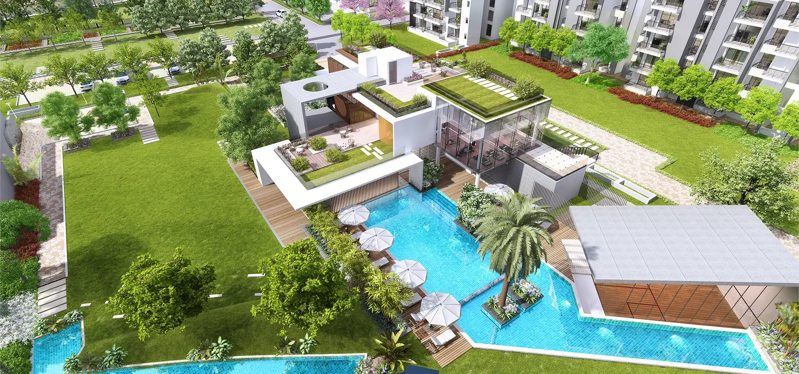 Artistic impression of the Godrej Icon landscaped podium, Sector 88A, Gurgaon