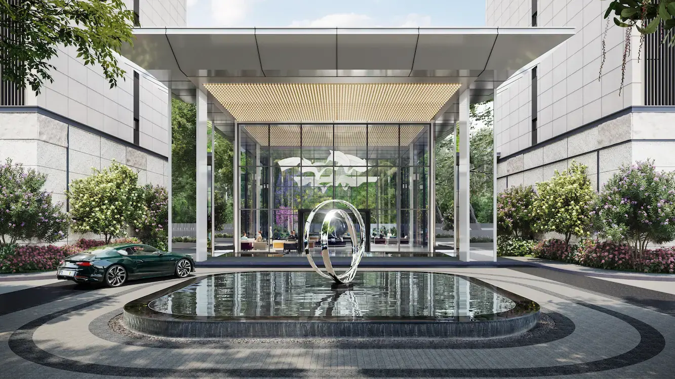 Artistic impression of the arrival court at Godrej Miraya, Sector 43, Gurgaon